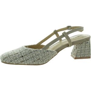 NYDJ Womens SAMSON Ivory Square Toe Ankle Strap Slingback Heels Shoes NWOB